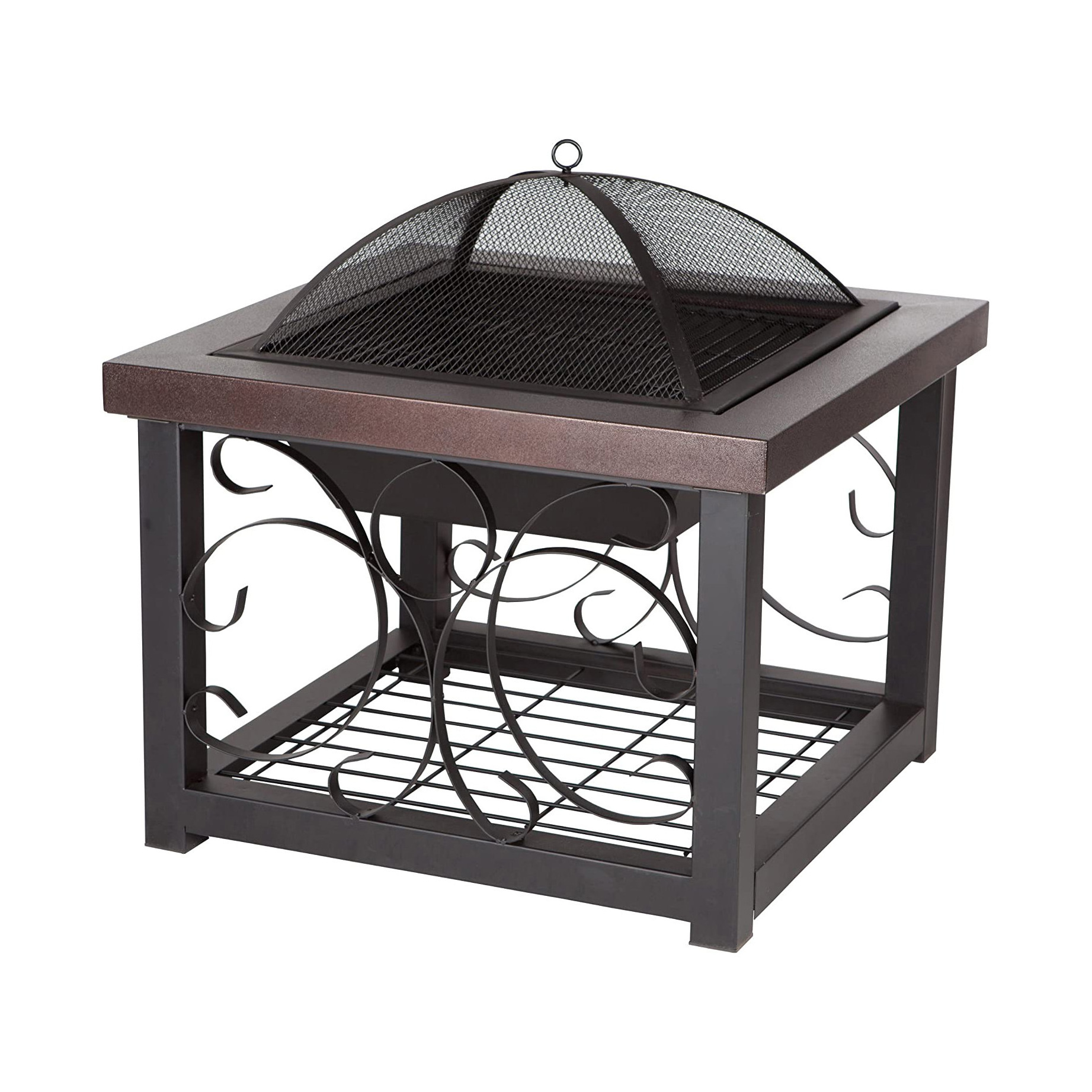 Garden Square Steel Wood Burning Fire Pit Table