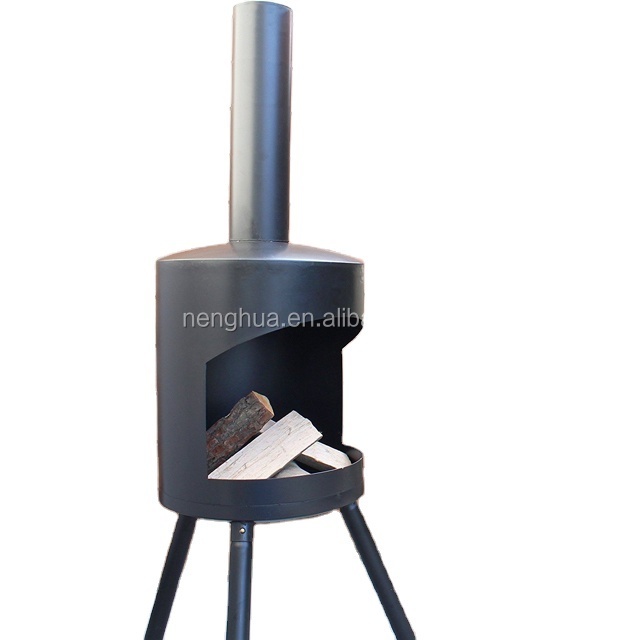 Black Metal Log Burner Outdoor Charcoal Fire Pit