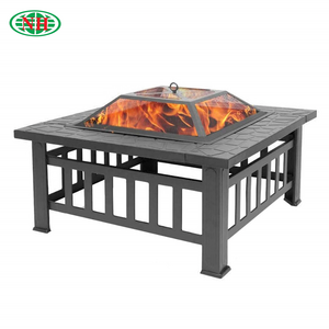 32inch Outdoor Wood Burning Squrae Table Fire Pit with Spark Screen