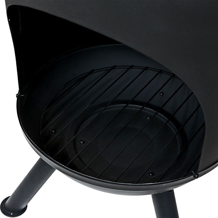 Black Chiminea Garden Treasure Fire Pit with long chimney