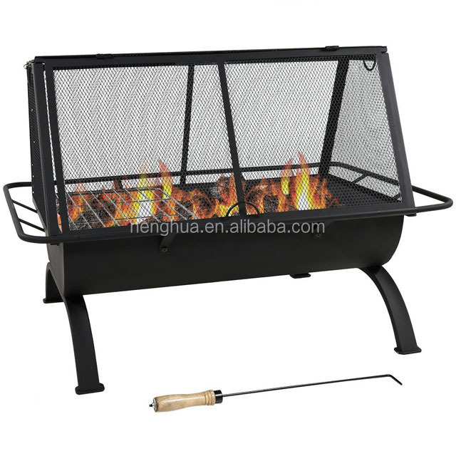 Wood Burning Grill Fire Pit Charcoal Fire Bowl With Cover