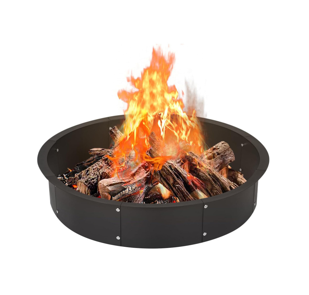 Black  Camping Charcoal Fire Bowl Outdoor  Fire Pit Yard Fire Ring