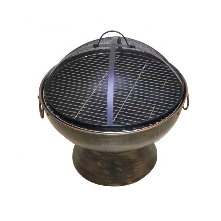 22inch bronze color outdoor garden fire pit with barbecue cooking grid