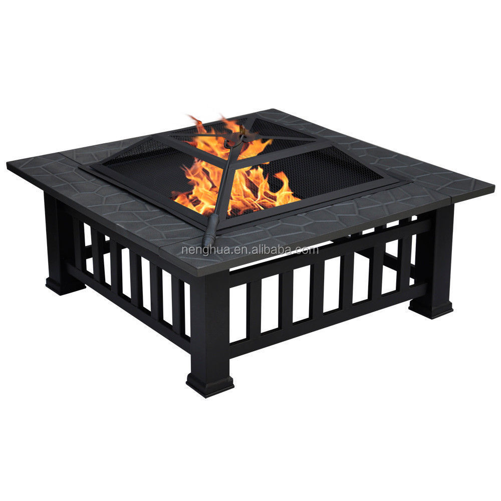 Multifunctional Brazier Outdoor Firepit Heater Square Metal Firepit