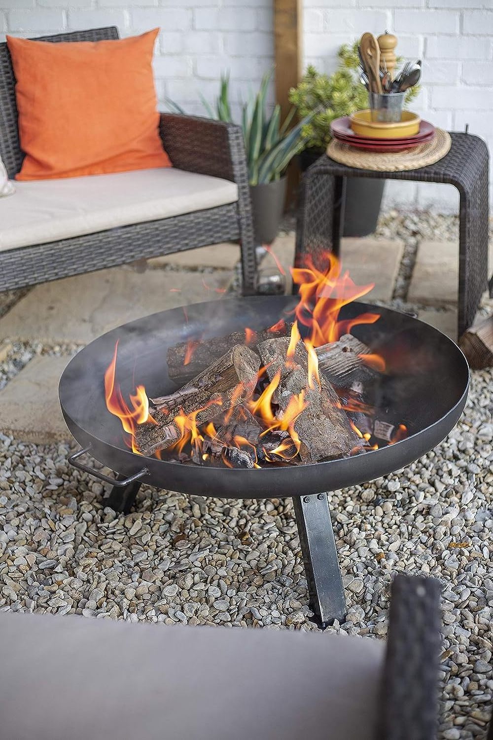 Fire Pit Outdoor Wood Garden Metal 80cm Fire Bowl