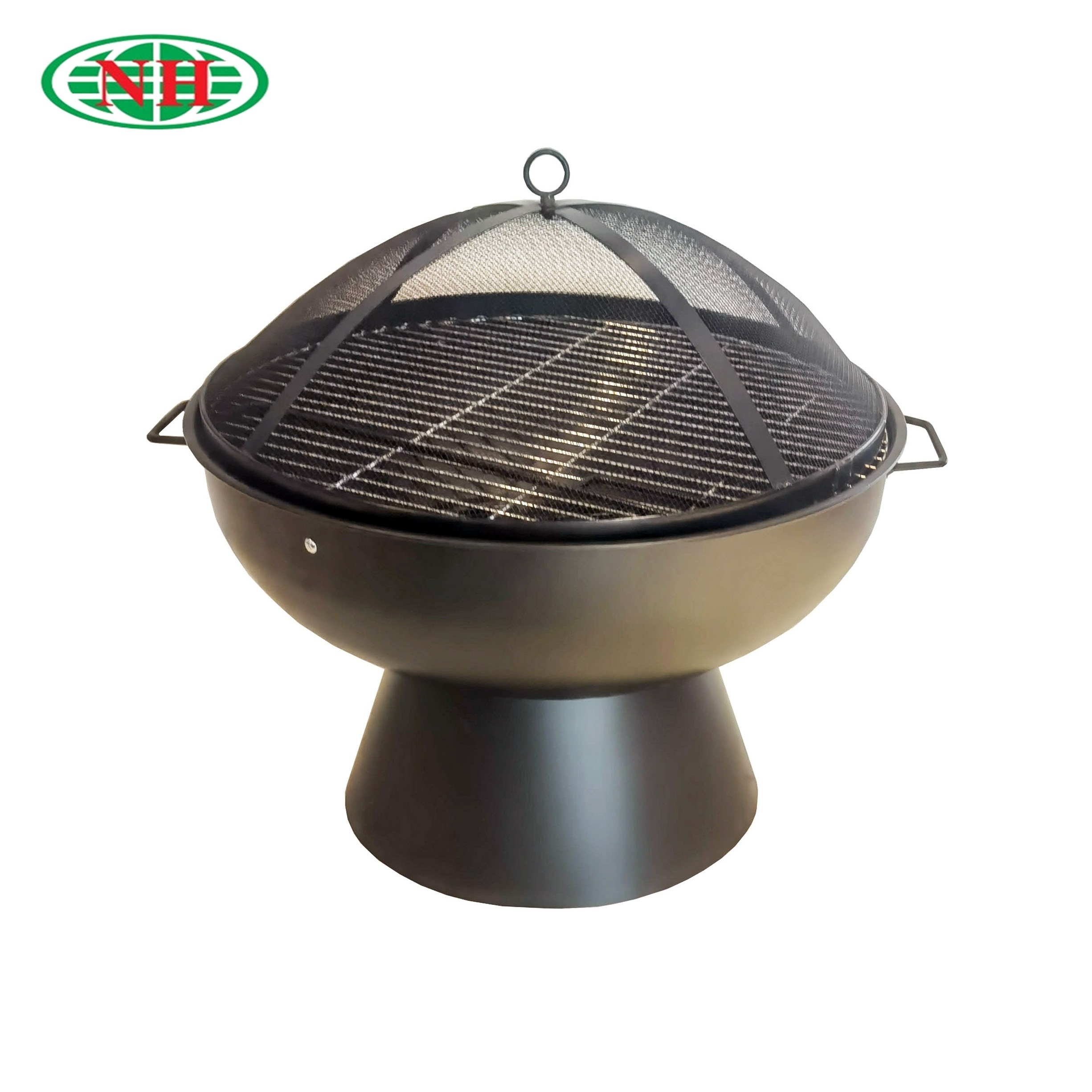 22inch outdoor garden fire bowl with cooking grid and mesh cover wood burning fire pit