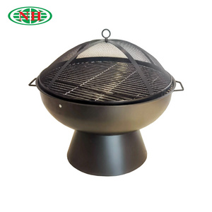 22inch outdoor garden fire bowl with cooking grid and mesh cover wood burning fire pit