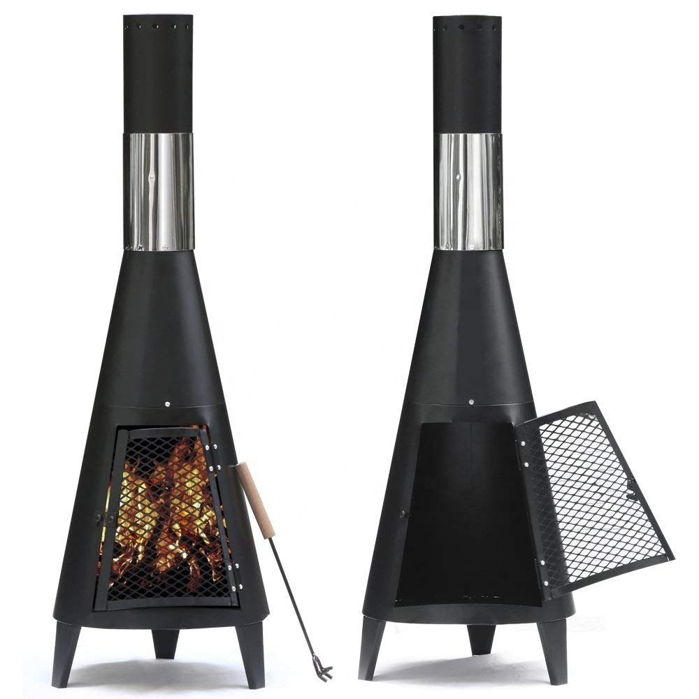 Garden Steel Charcoal Chimney Patio Heater Fire Pit BBQ Chimnea