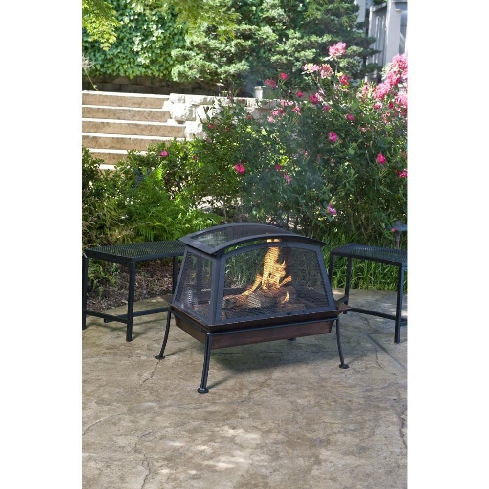 Patio Burning Firepit Outdoor with Spark Screen Bonfire Backyard