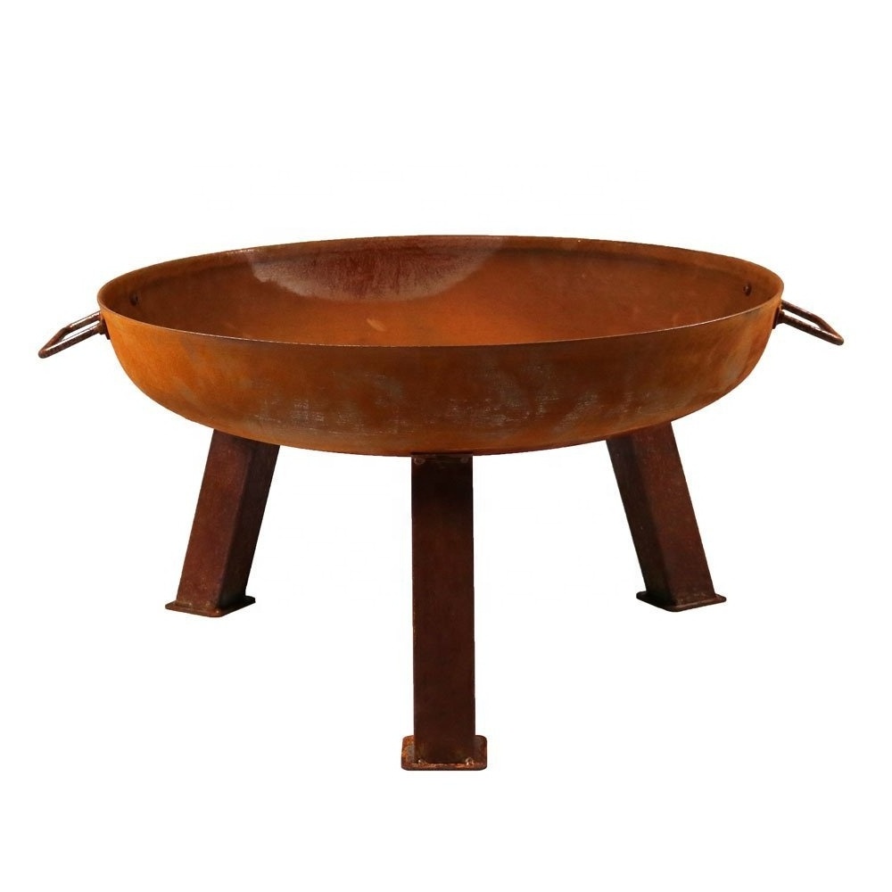 Large Rustic Cast Iron Wood Burning Fire Pit Bowl