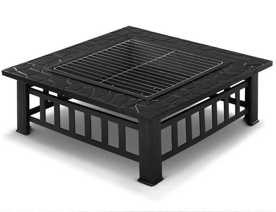 Multifunctional Brazier Outdoor Firepit Heater Square Metal Firepit