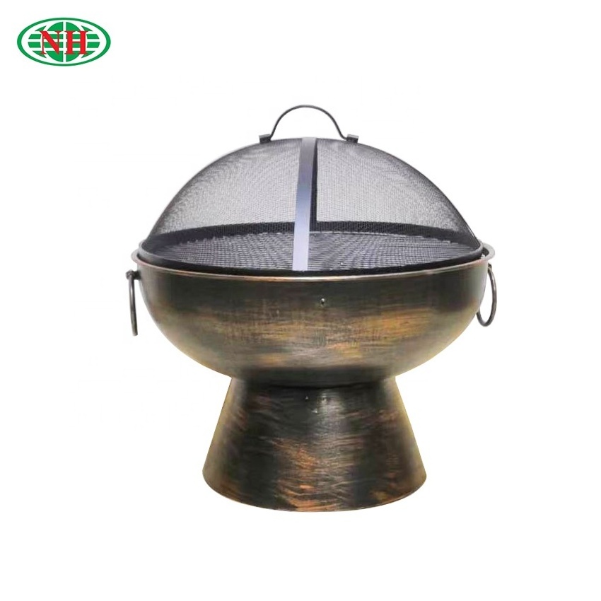 22inch bronze color outdoor garden fire pit with barbecue cooking grid