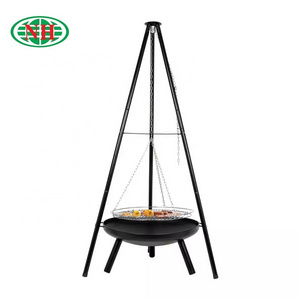 BSCI Factory BBQ Cooking Corten Steel Tripod Hanging Fire Pit