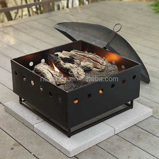 Outdoor Square Patio Fireplace Backyard Heater Wood Burning Fire Pit