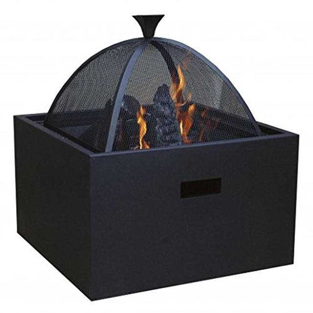 Square Patio Firepit Box Fire Table with BBQ Grill