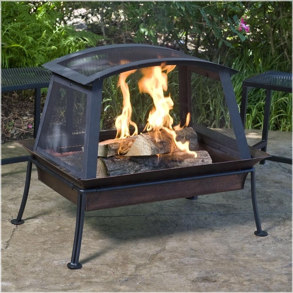 Patio Burning Firepit Outdoor with Spark Screen Bonfire Backyard