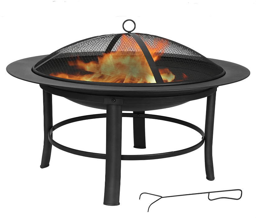 28 Inch Outside Large Bonfire Wood Burning  Patio Backyard Charcoal Fire Pit