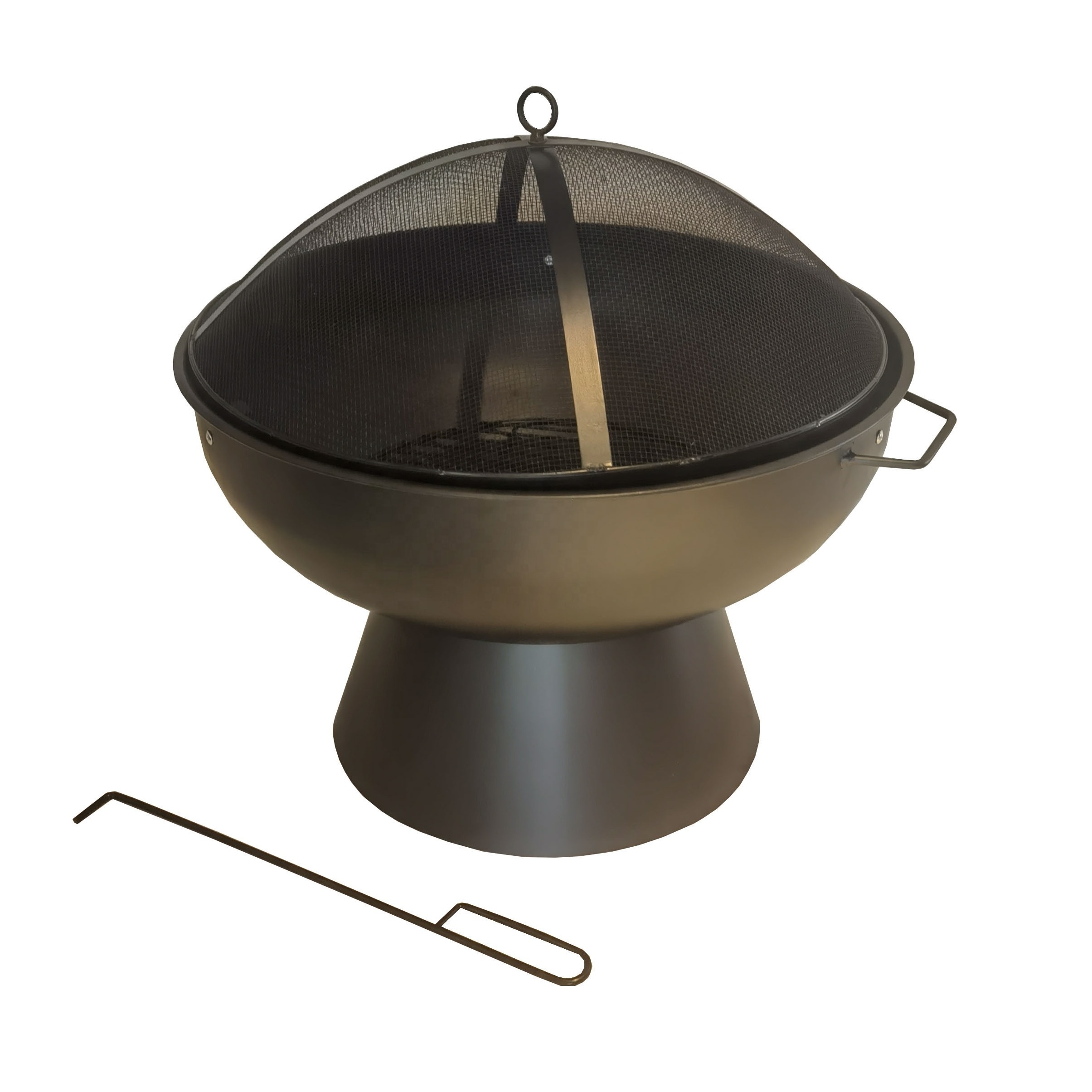 22inch outdoor garden fire bowl with cooking grid and mesh cover wood burning fire pit