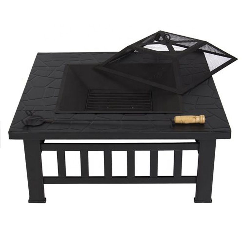 32 inches Outdoor Brazier Camping Table Square Fire Pit