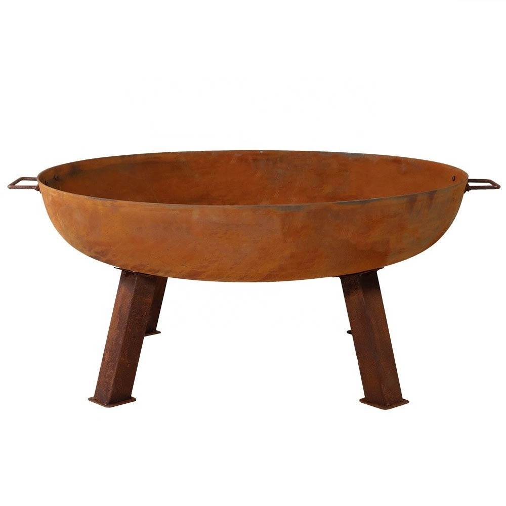 Large Rustic Cast Iron Wood Burning Fire Pit Bowl