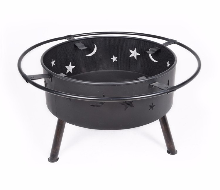 Steel Round Wood Burning Fire Pit Outdoor Heater with Cooking Grill