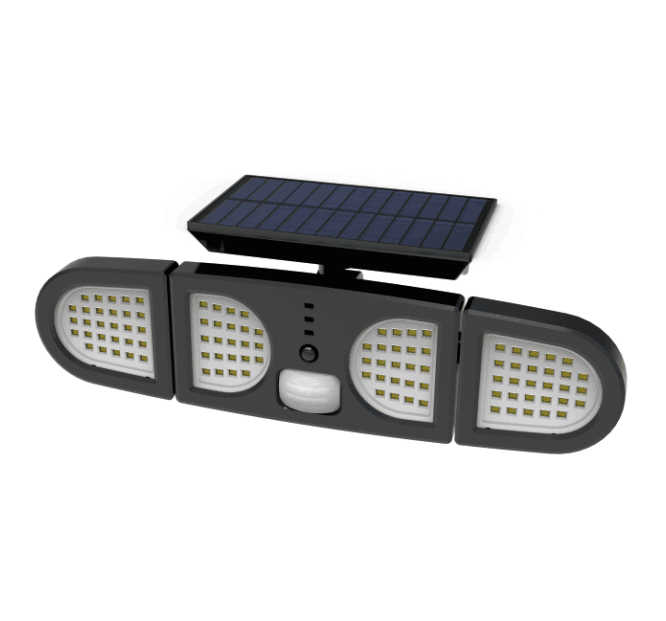 ES-SSL01A  Led Solar Wall Light 3 Head Motion Sensor Lights Adjustable 104 LED IP54 Solar Security Light