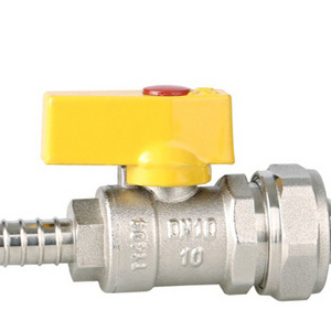 3/8" Compression Brass gas valve with hose barb