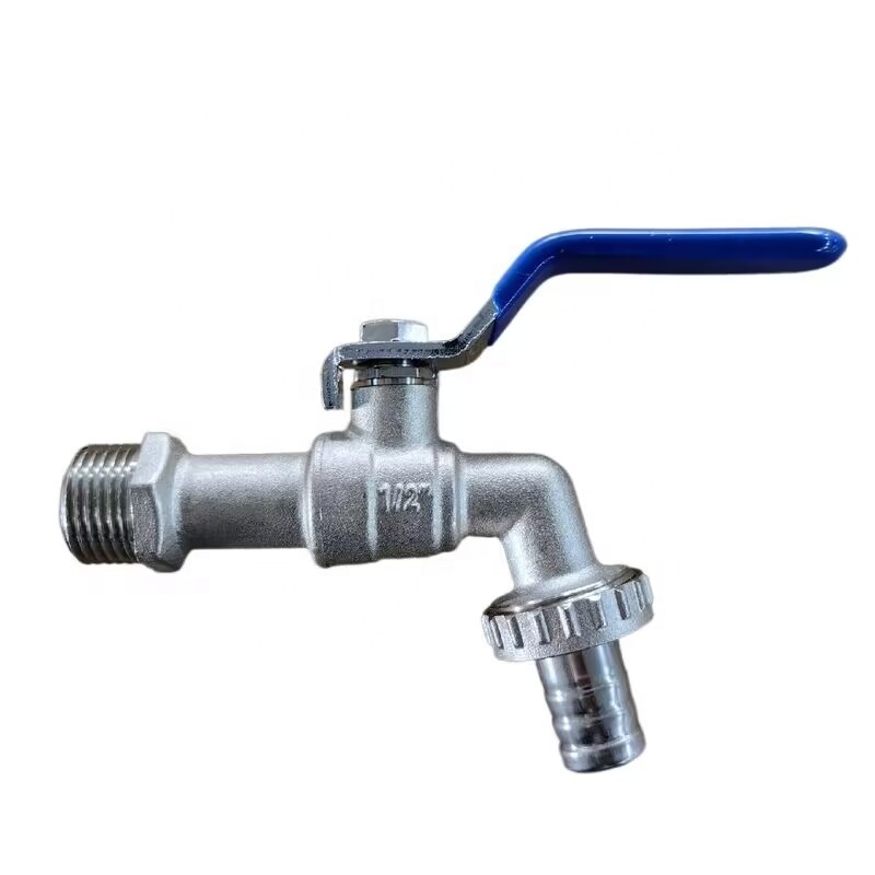 1/2x3/4 BSP Thread Nickel Plated Brass Ball Bibcock Bib Tap brass faucet with blue steel handle