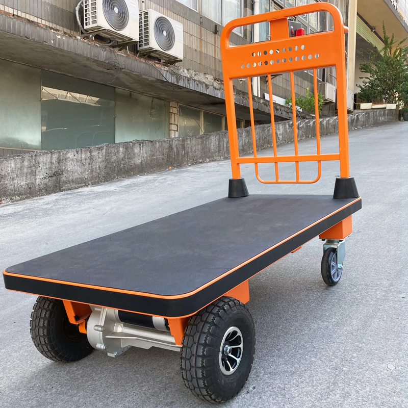 Portable Electric Hand Cart with Four-Wheel Trolley General Purpose and Platform Truck for Effortless Transportation