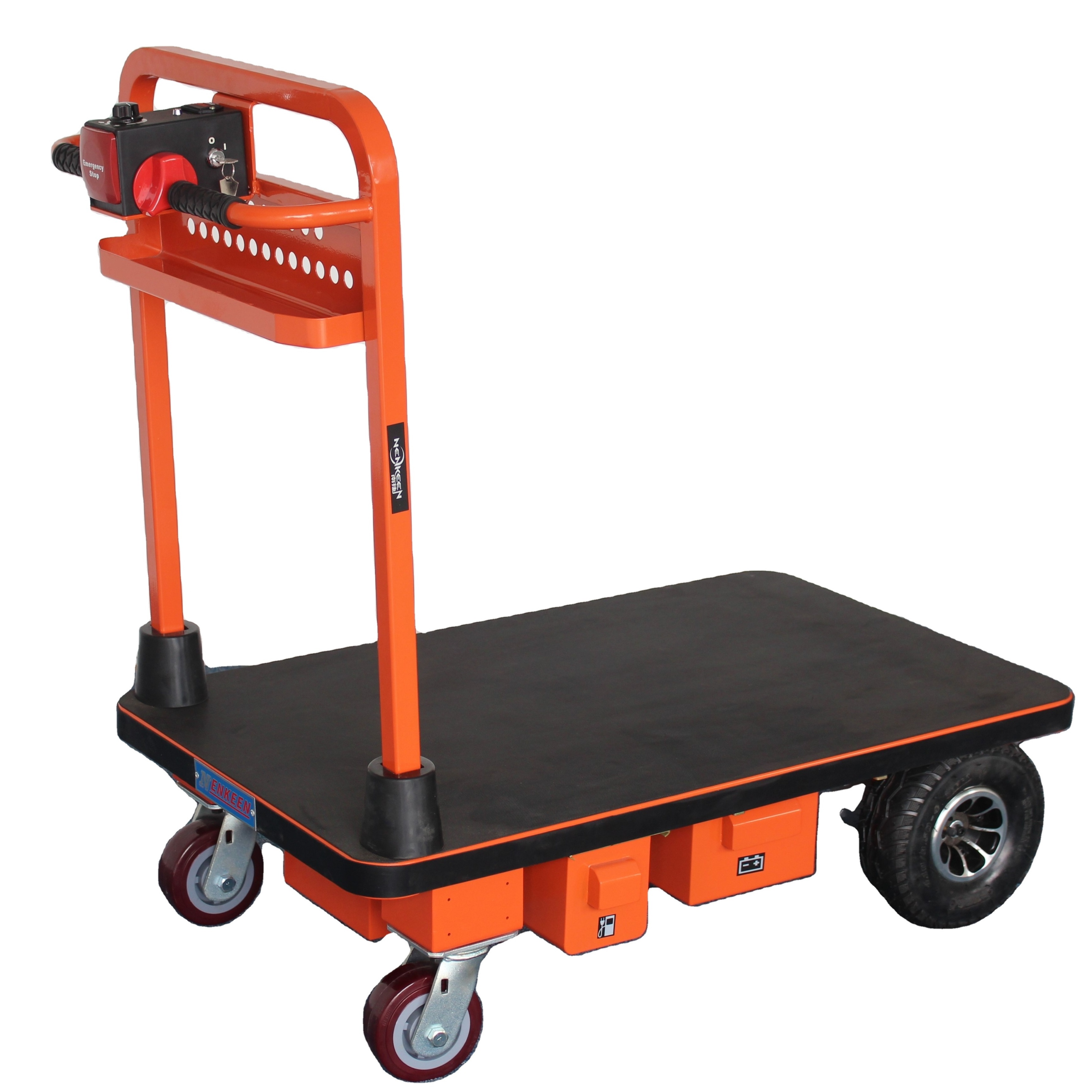 2024 NENKEEN Industrial Motorized Platform Trolley 500kg Load Capacity Steel Material Handling Equipment Tool Folding Hand Cart