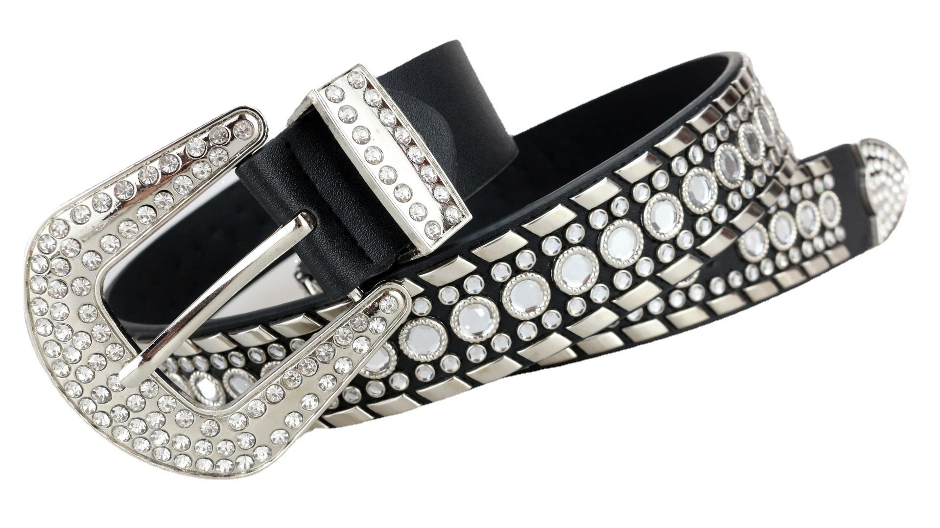 Bb Simon Western Fashion Designer Diamond Studded Leather Belt men women Cowboy Rhinestone Western Belt