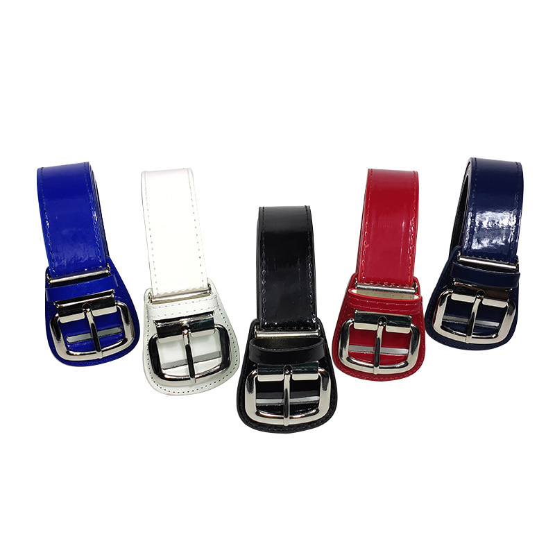 Wholesale metal Buckle men Baseball Belt Adjustable Belts women Lacquered pu Leather Belt