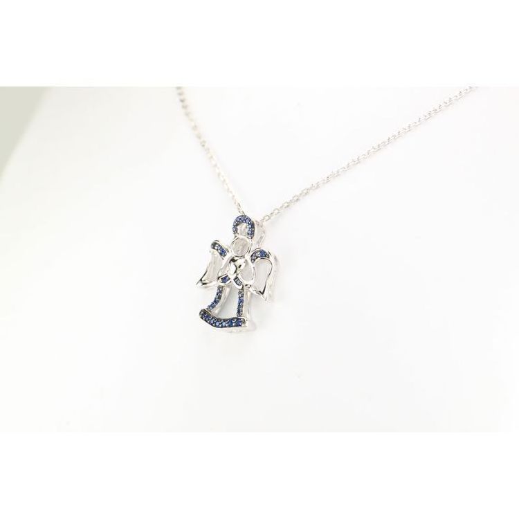 Special Promotion Cheap Cute Silver Jewelry Blue Guardian Angel 925 Silver Necklace For Woman Gift