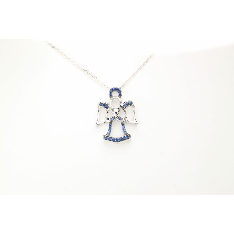 Special Promotion Cheap Cute Silver Jewelry Blue Guardian Angel 925 Silver Necklace For Woman Gift