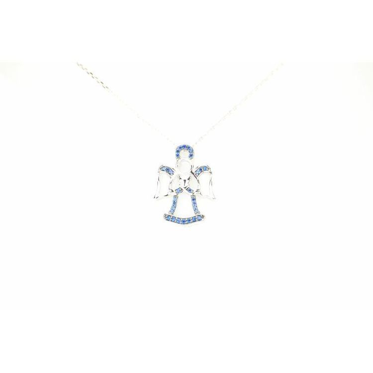 Special Promotion Cheap Cute Silver Jewelry Blue Guardian Angel 925 Silver Necklace For Woman Gift