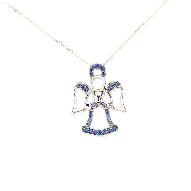 Special Promotion Cheap Cute Silver Jewelry Blue Guardian Angel 925 Silver Necklace For Woman Gift