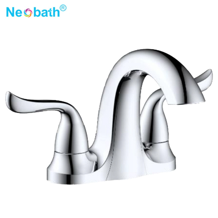 CUPC  Certification Hybrid Waterway Zinc Lever Two Handle Bathroom Sink Mixer Faucet With Bass Shank