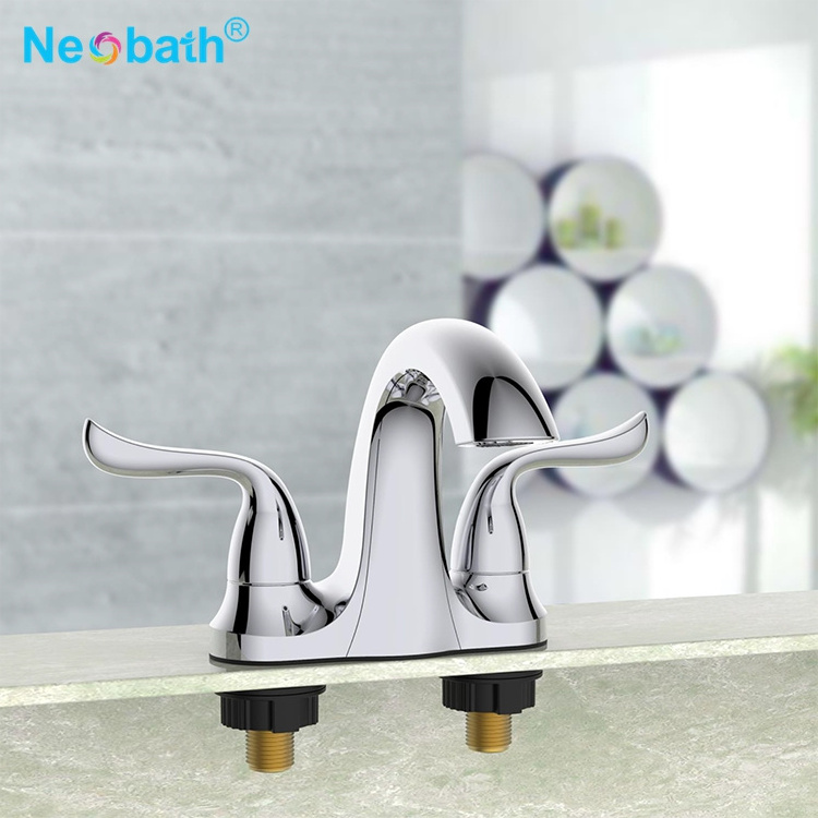 CUPC  Certification Hybrid Waterway Zinc Lever Two Handle Bathroom Sink Mixer Faucet With Bass Shank