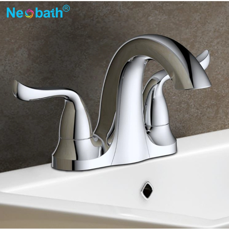 CUPC  Certification Hybrid Waterway Zinc Lever Two Handle Bathroom Sink Mixer Faucet With Bass Shank