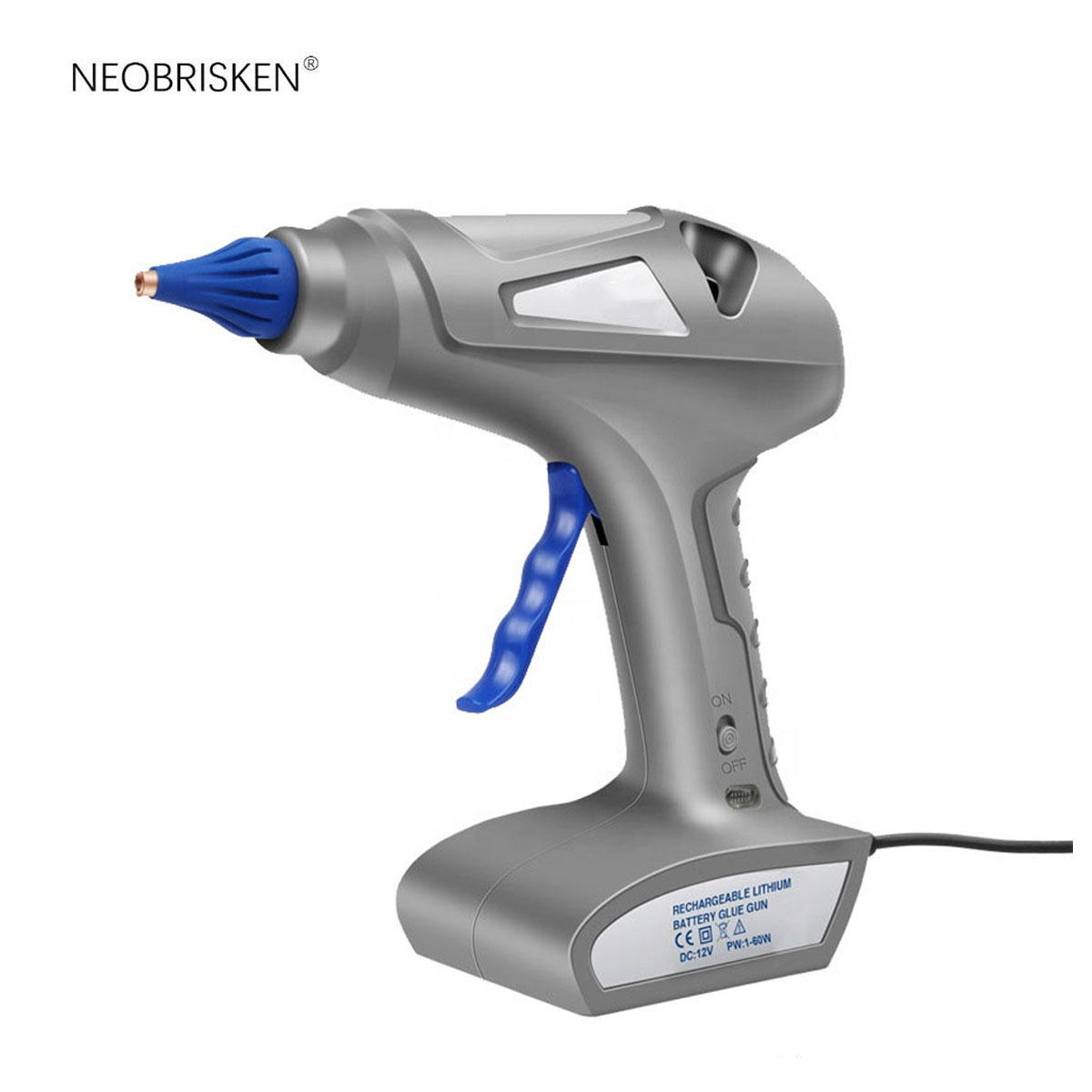 NEOBRISKEN High-power 60W glue gun cordless charging lithium battery glue gun 11mm multifunctional rechargeable hot melt glue gu