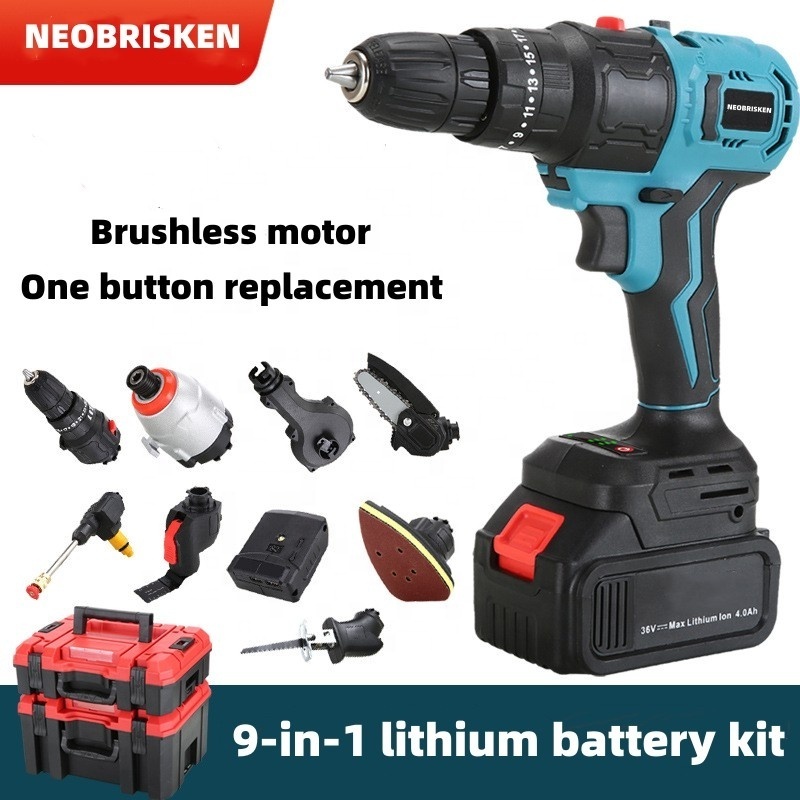 Electric tools with replaceable machine heads Quickly assembled cordless lithium battery tools 1+N portable power tool set