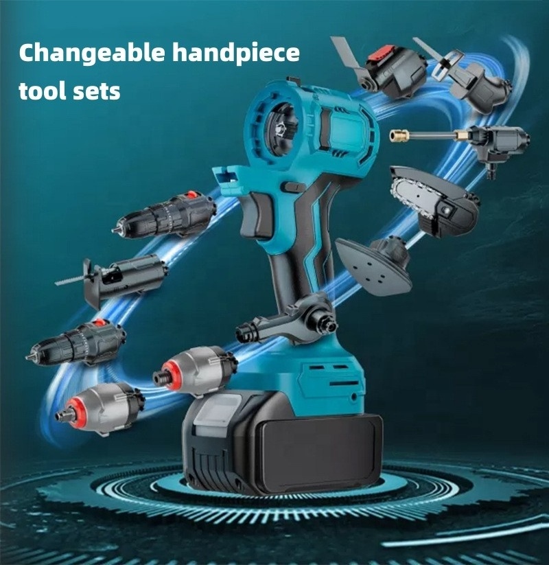 Electric tools with replaceable machine heads Quickly assembled cordless lithium battery tools 1+N portable power tool set