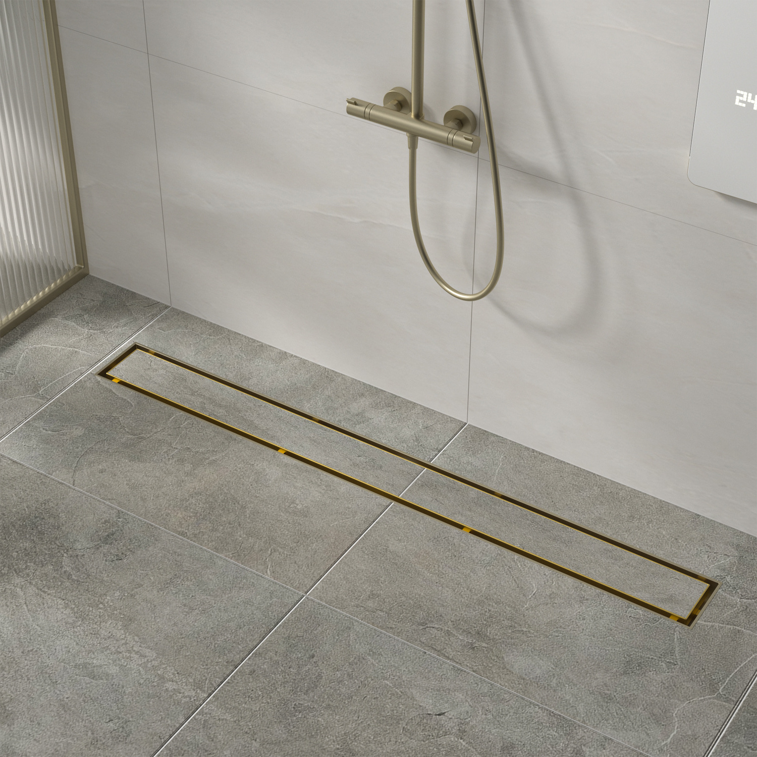 OEM Tile Insert Grate 304 Stainless Steel Brushed Gold Linear Shower Floor Drain with Popular Discount