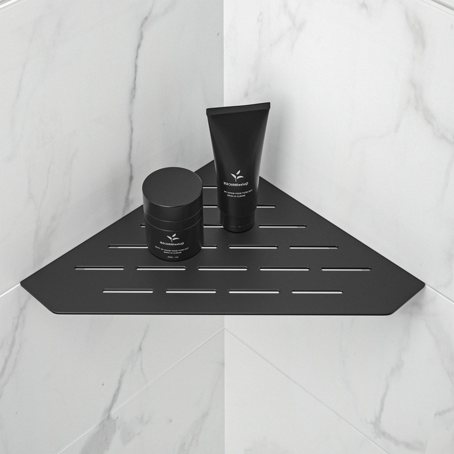 New Product Insert Tile Installation Matte Black Shower Shelf Recessed Bathroom Corner Shelves