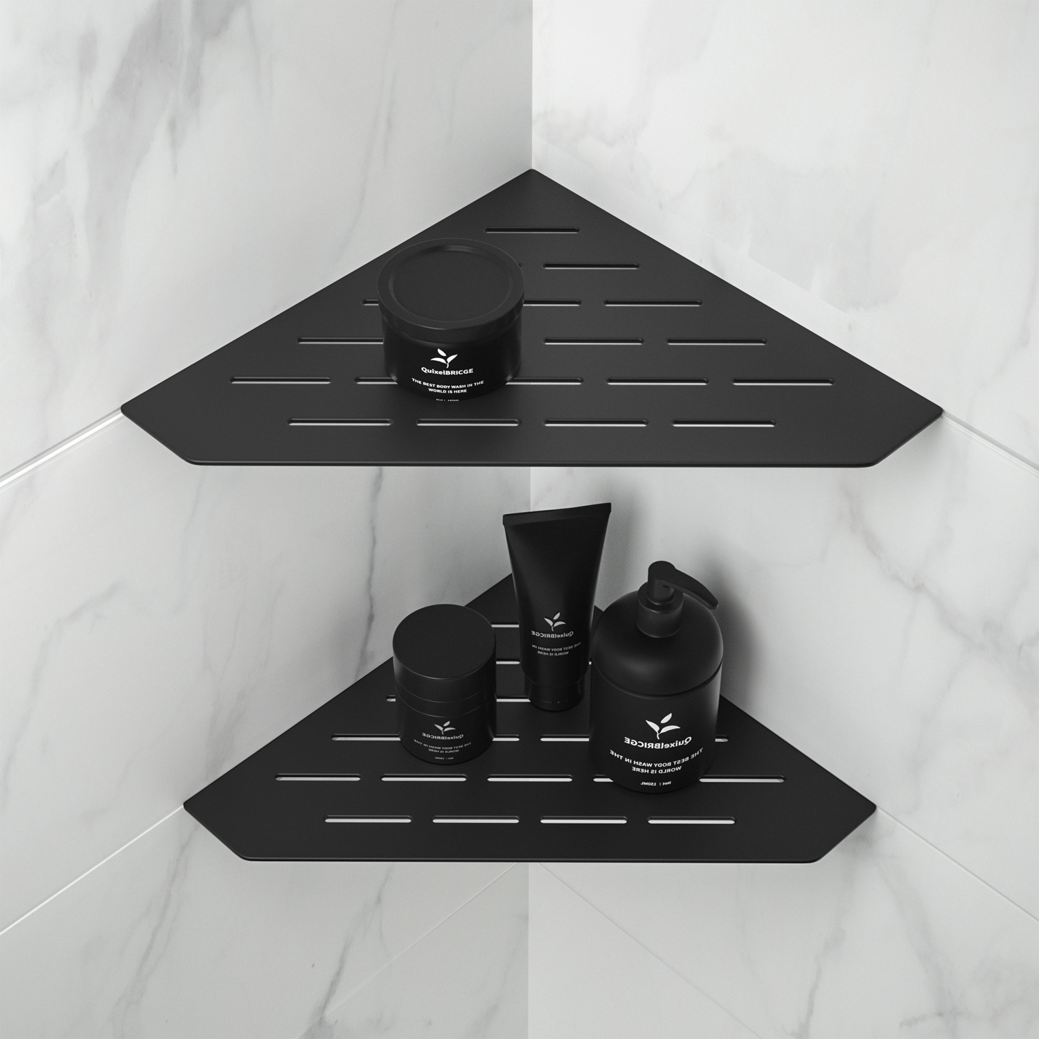 New Design Matte Black Shower Shelf Wall Floating Shelves for Bathroom