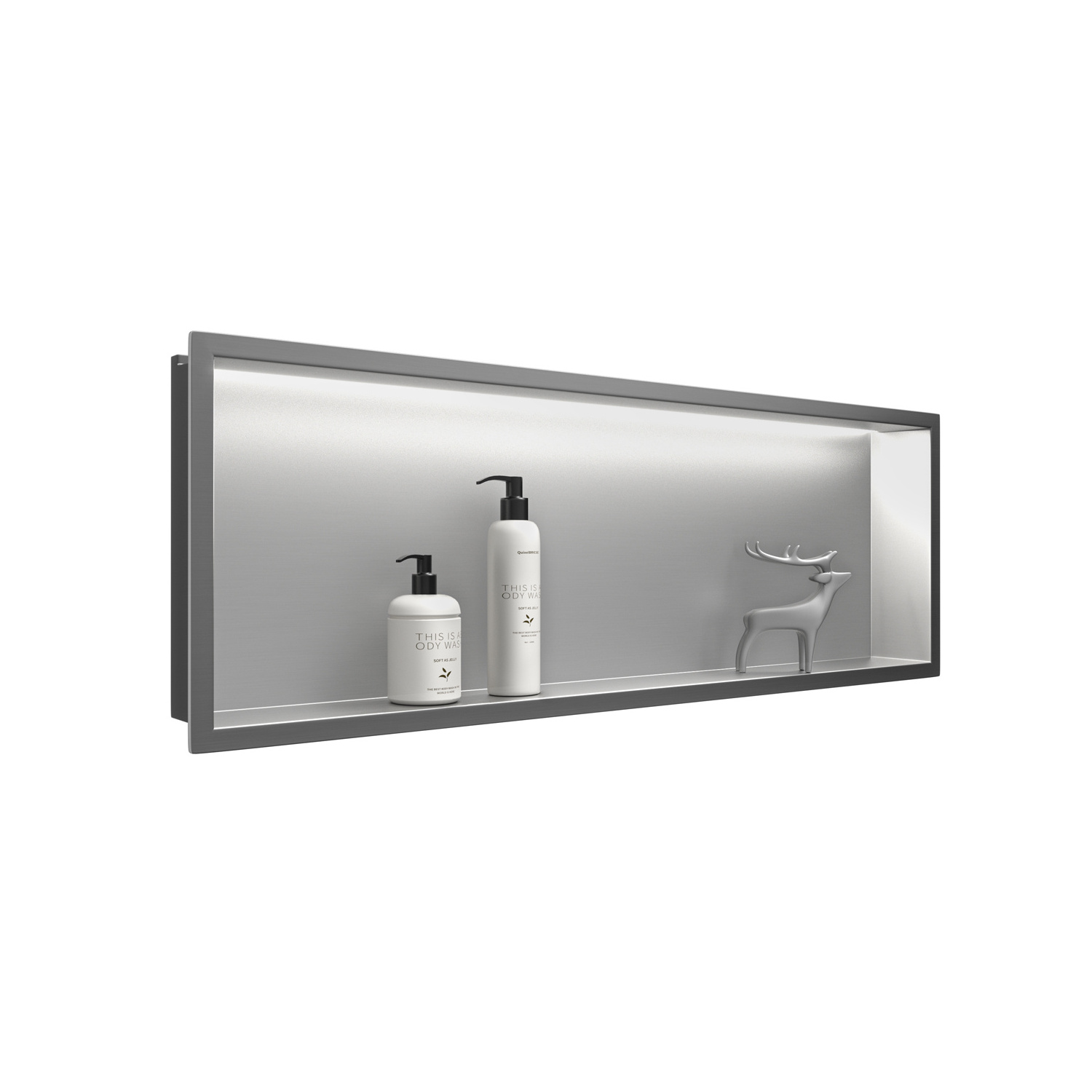 The Most Popular Sliver Long Stainless Steel Shower Wall Niche Recessed with Light for Bathroom