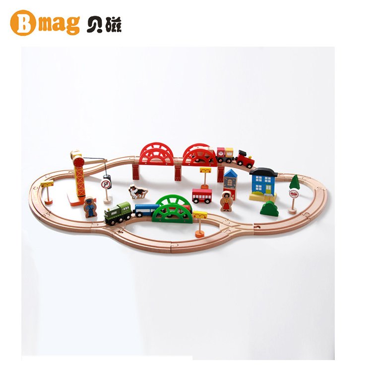 2023 BMAG Colorful Children Christmas gift Toys Kids Wooden Train Track Pieces Set