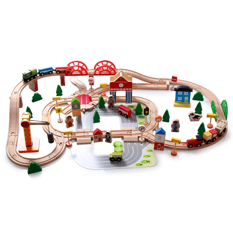 2023 BMAG Colorful Children Christmas gift Toys Kids Wooden Train Track Pieces Set