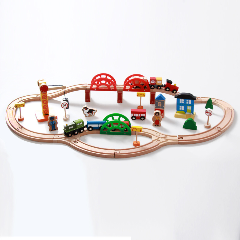 2023 BMAG Colorful Children Christmas gift Toys Kids Wooden Train Track Pieces Set