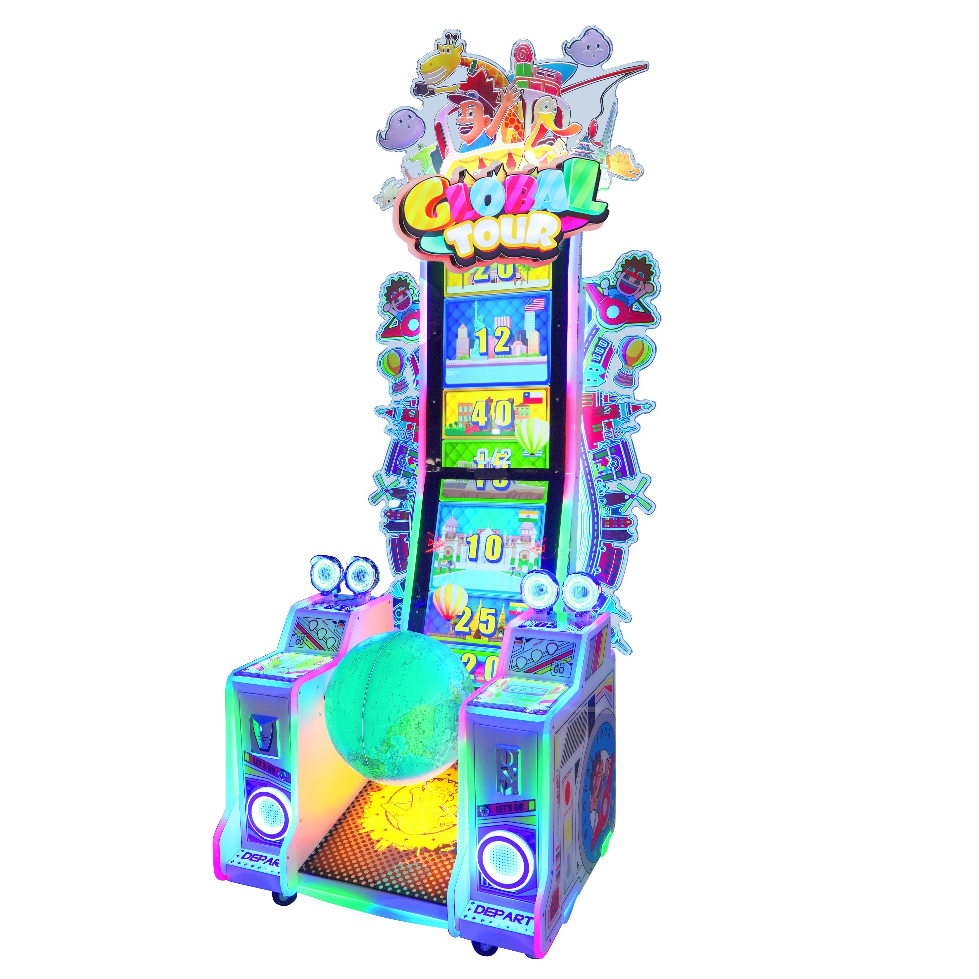 Newest Arcade Coin Operated Game Globe Tour Redemption Lottery Tickets Game Machine For Amusement